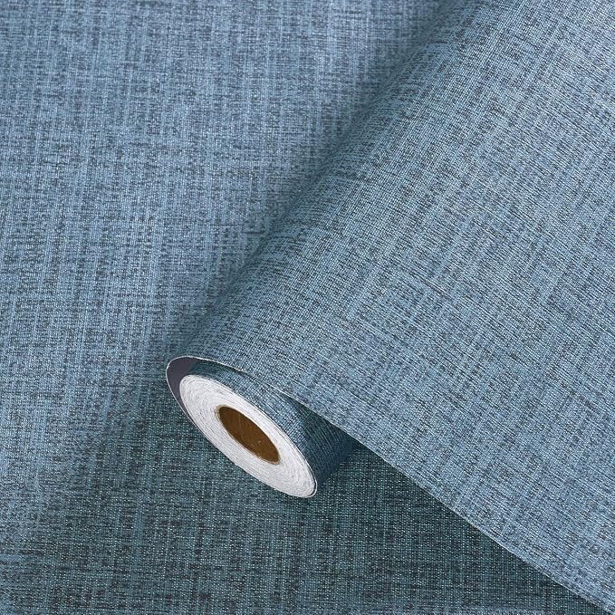 Blue Peel and Stick Wallpaper Linen Contact Paper