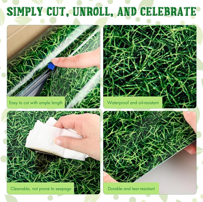 Kochorie 54 Inch x 100 Ft Grass Plastic Table Cloth Roll Disposable Waterproof