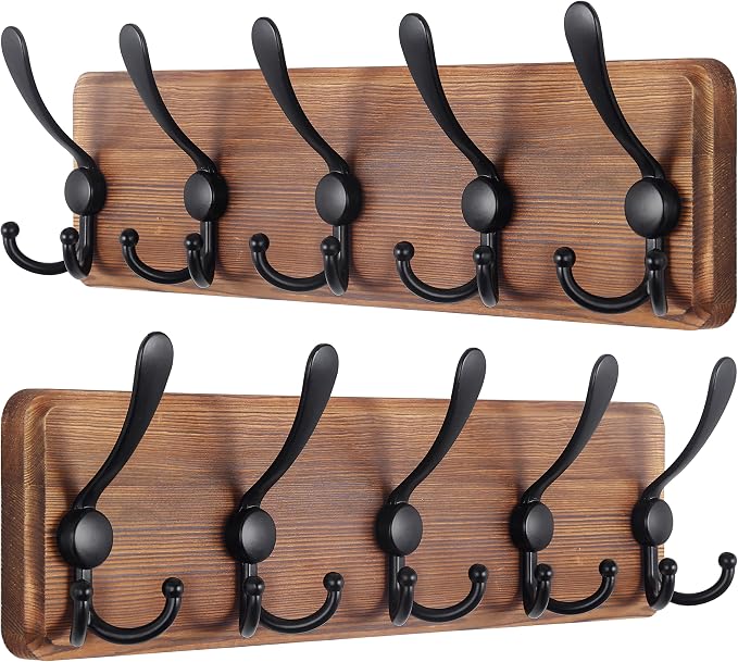 SKOLOO Rustic Wall Mounted Coat Rack: 16" Stud Spacing, Pine Real Wood Plank