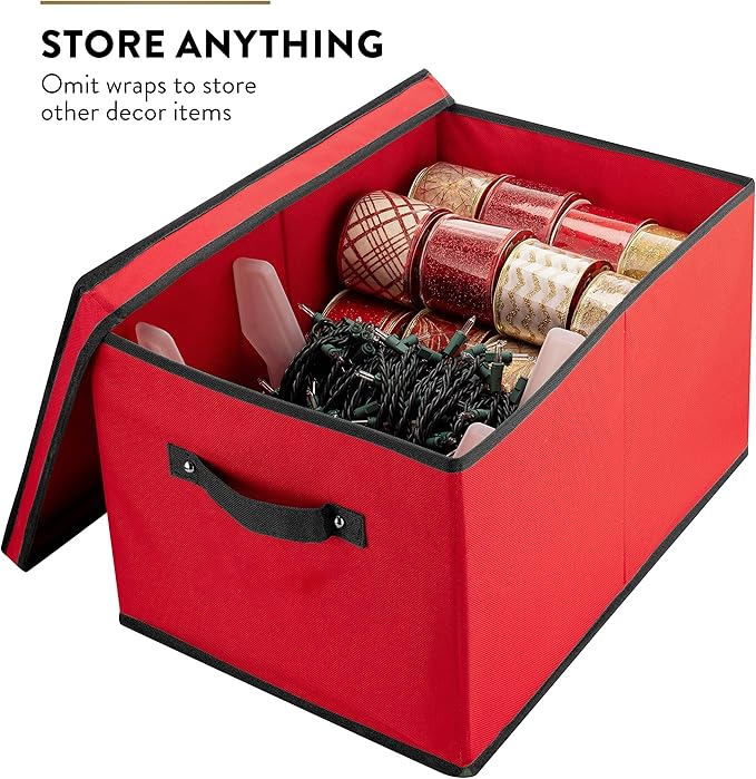 ZOBER Christmas Light Storage Reels - Christmas Light Organizer with 4 Plastic Wheels - Fits 200 Mini Lights Per Spool, Lights Storage - Strong & Durable Material - Stitched Reinforced Handles - Red