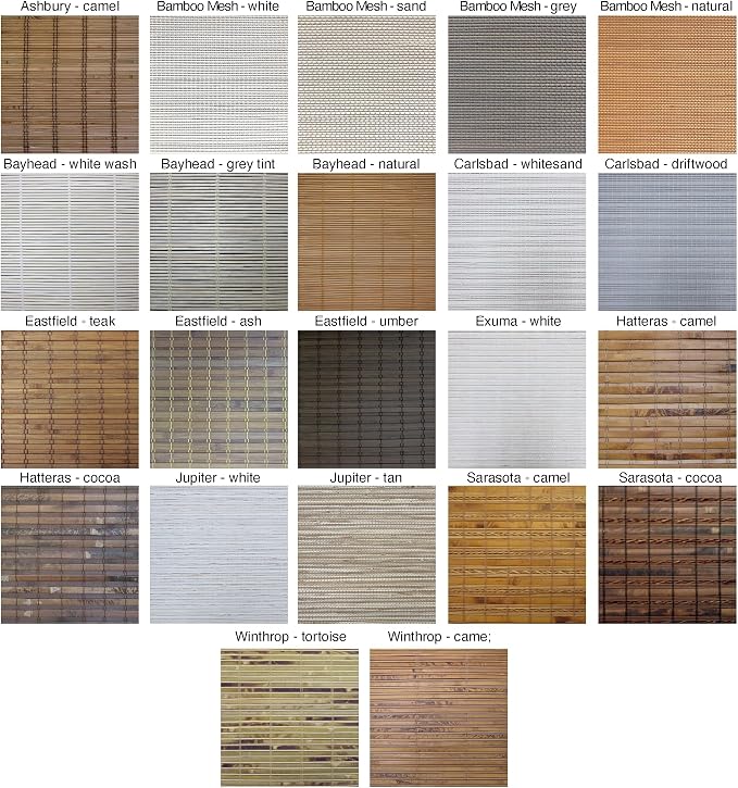 Cordless Woven Wood Roman Shades, 56W x 36H, Eastfield Umber, Sizes 20-72 Wide