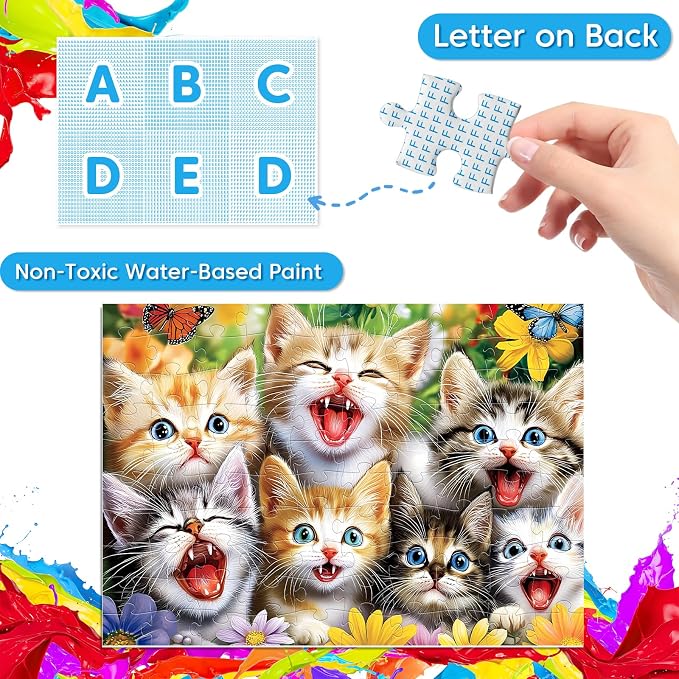 4-Pack 100 Piece Puzzles for Kids Ages 4-6 6-8 Popsicles Birds Dolphin Cat Large Puzzles for Kids 8-10 Years Old 100 Piece Jigsaw Puzzles for Seniors Adults Toddler Children Learning Educational Toys