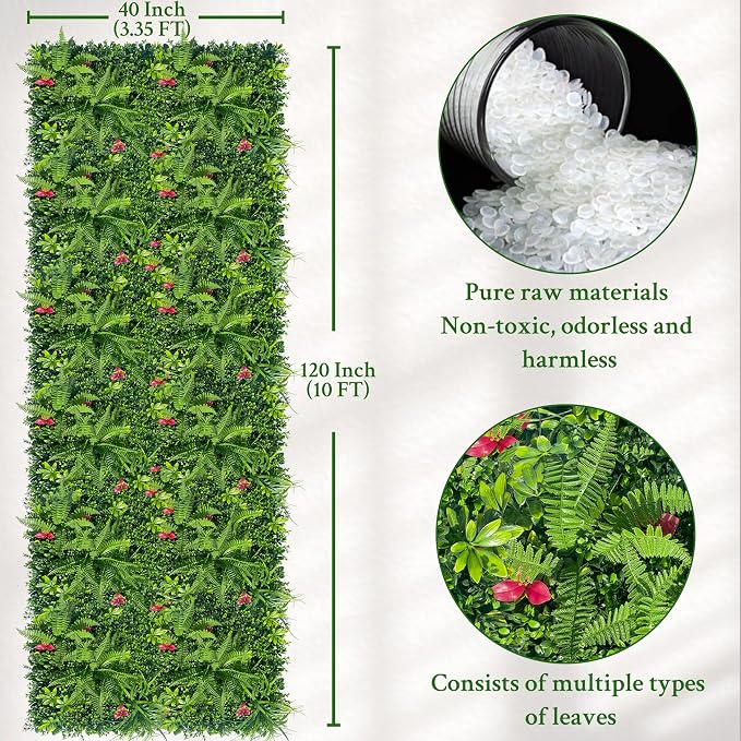 ODTORY Artificial Grass Wall Backdrop Panels Roll: 40X120 in UV-Anti Greenery