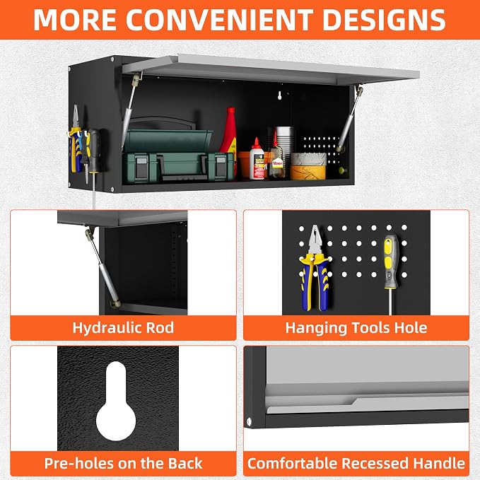 Metal Garage Wall Cabinet, Floating Garage Tool Cabinets
