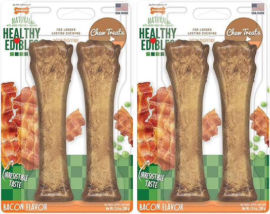 Nylabone Healthy Edibles Natural Dog Chews, Long Lasting Bones for Dogs, Roast Beef & Chicken Flavor Dog Treats, X-Large (4 Count)