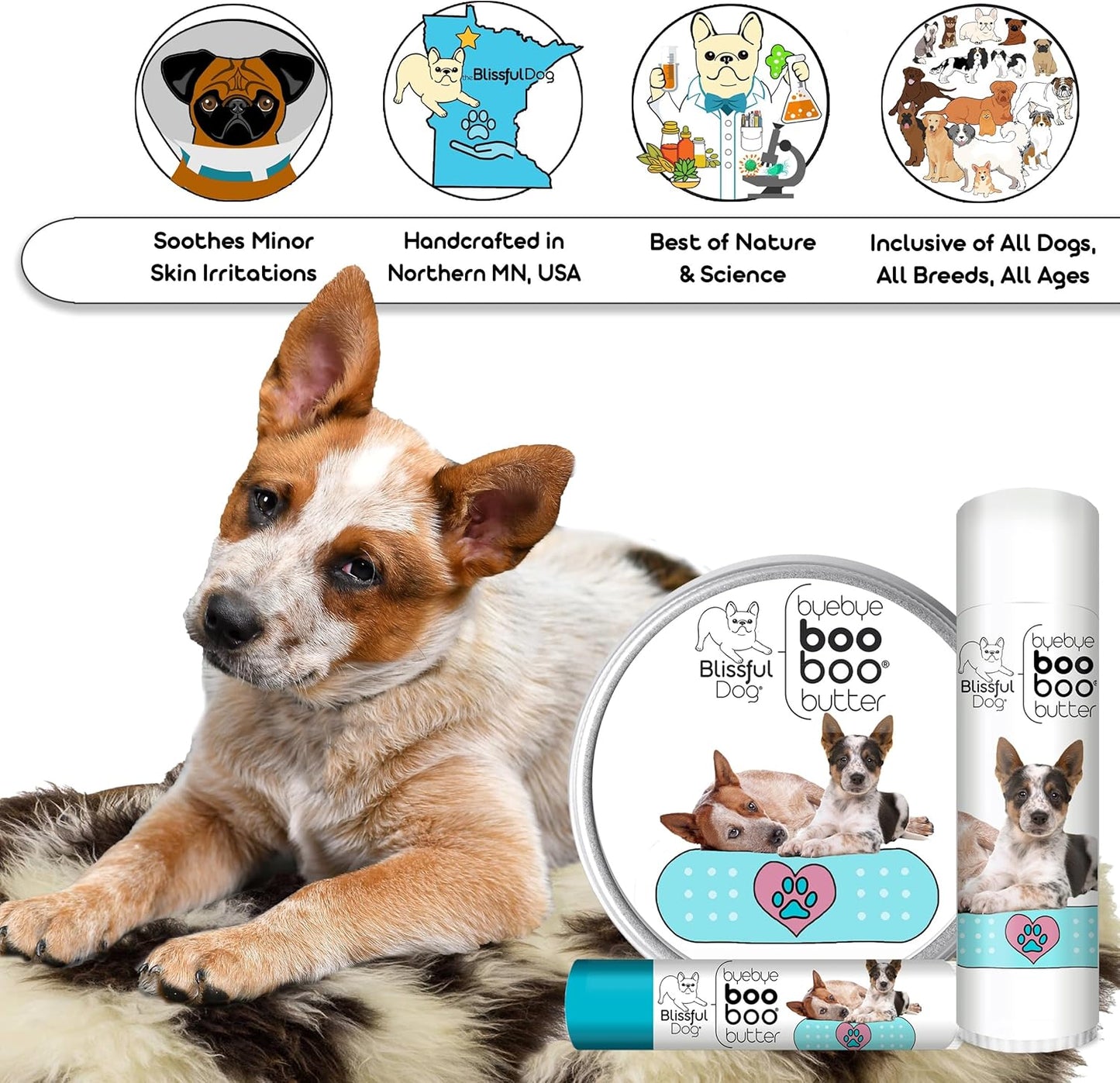 The Blissful Dog 8 oz TIN AUSTRAILIAN Cattle Dog Booboo Butter