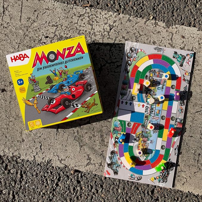 HABA Monza - Car Racing Games & Beginner's Board Game, Engaging Family Games for Kids and Adults Ages 5+ (Made in Germany)