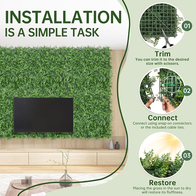 Artificial Green Wall Panels: 40"x120" Boxwood Hedge Green Wall Decor Backdrop