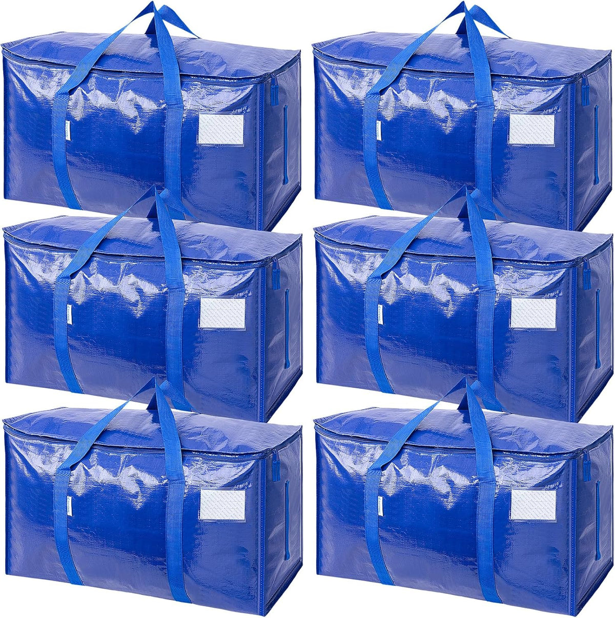 TICONN 6-Pack Extra Large Moving Bags with Zippers & Handles – Heavy-Duty Waterproof Storage Totes (24-Gallon)