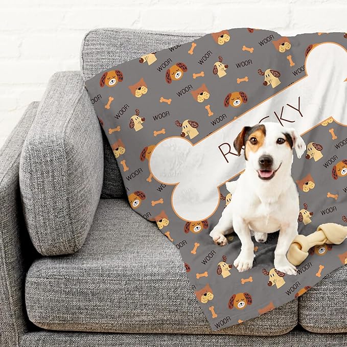 Prints Next Day – Custom 50" x 60" Sherpa Pet Lightweight Blanket with Name - Gift for Dog or Cat Owners - Personalized Couch Throw - Puppy Patterned - Printed in America