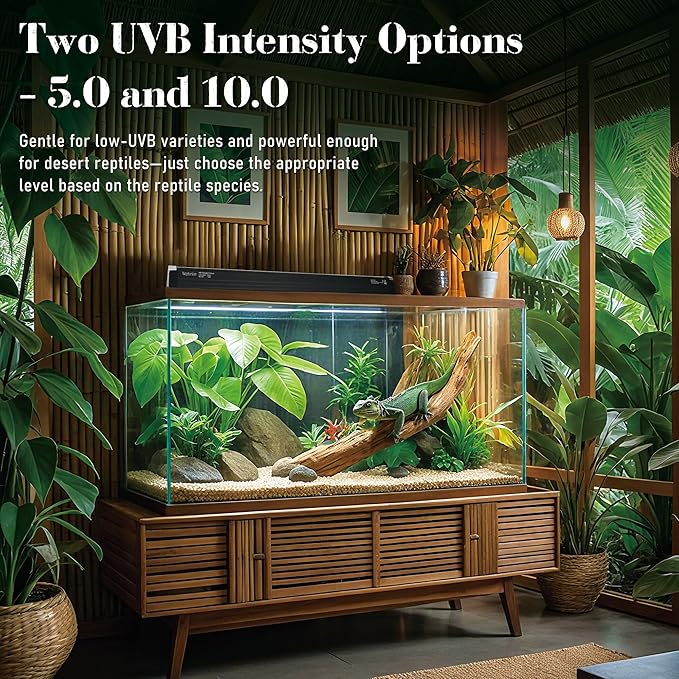 T5 Reptile UVB Light 34.5 Inches Fixture with UVB 5.0 Bulb High Output Hood for Terrariums, Basking Reptiles, Lizards, Chameleons, Iguanas, Bearded Dragons, 21W