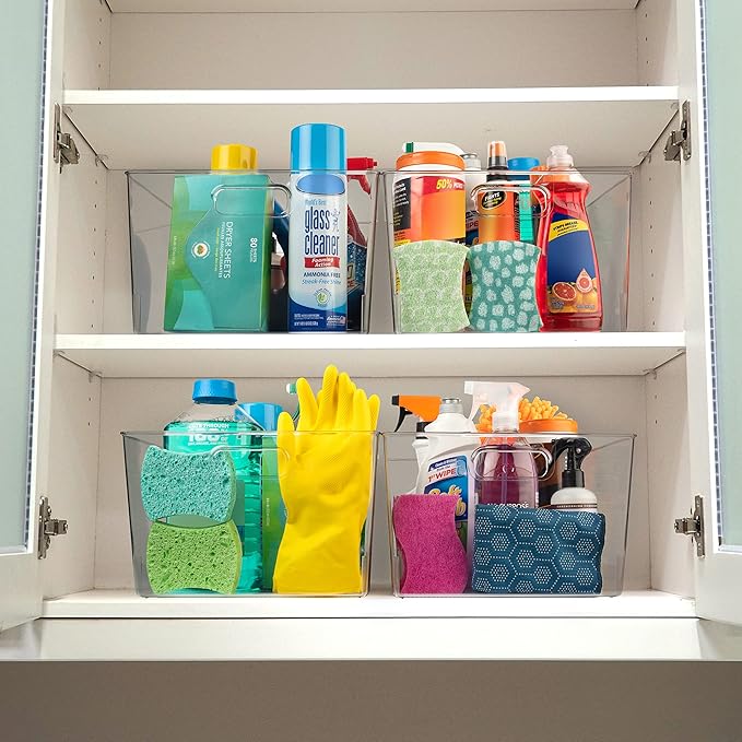ClearSpace Clear Plastic Storage Bins – XL 8 Pack Perfect Kitchen or Pantry Organization Fridge Organizer and Storage Bins, Cabinet Organizers