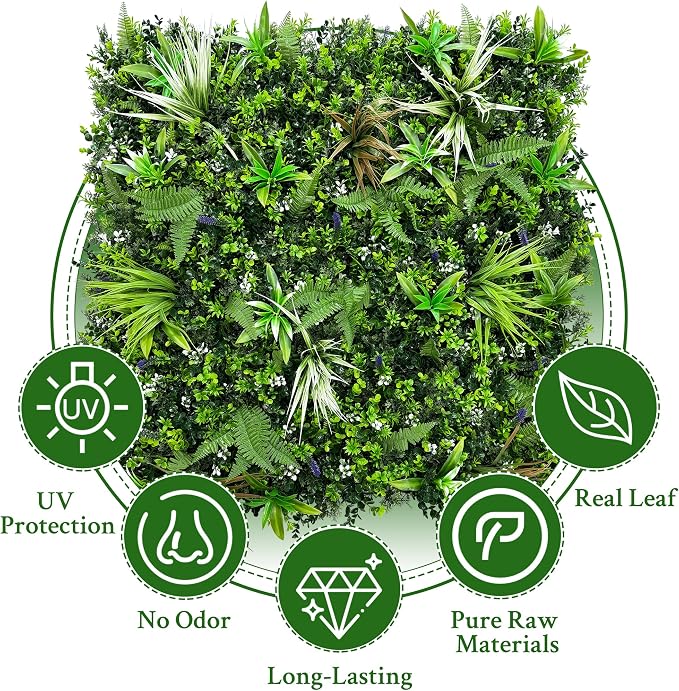 ODTORY Artificial Boxwood Topiary Hedges Panels: 20'' x 20'' 12P UV-Protected
