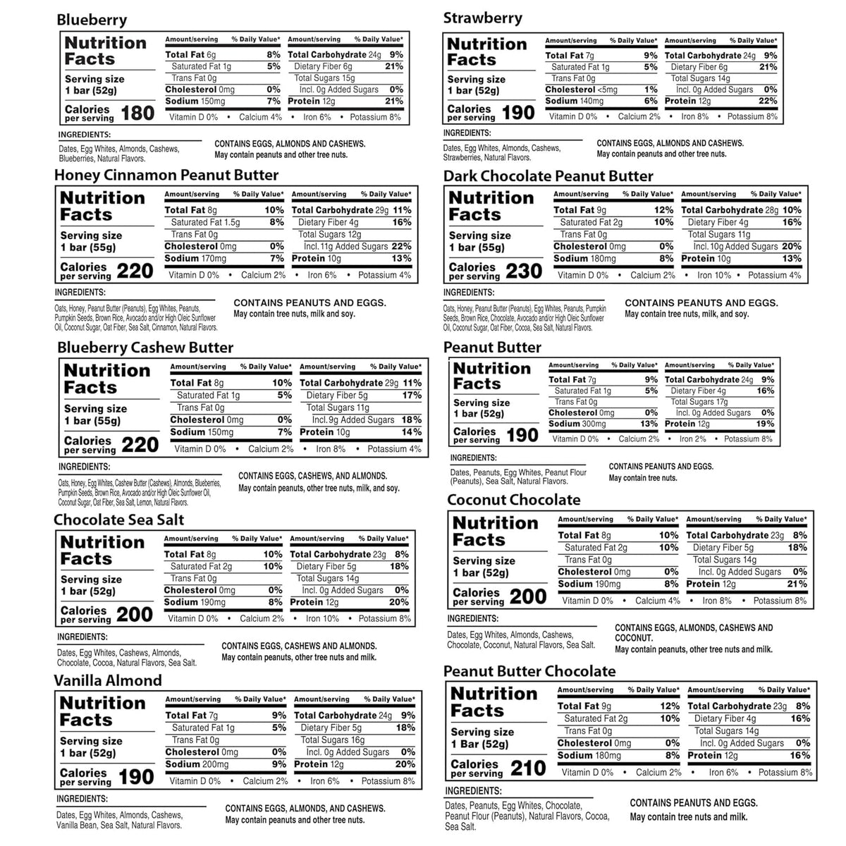 RXBAR Protein Bars, Snack Bars, Variety Pack (10 Count)