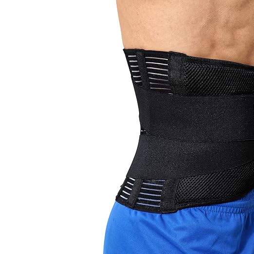 NeoTech Care Adjustable Compression Wide Back Brace Lumbar Support Belt (Beige, Size XXL)
