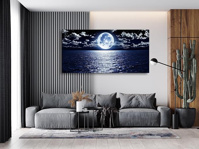 Cao Gen Decor Art S06975 Wall Art Canvas Prints Moon Sea Ocean Landscape 1