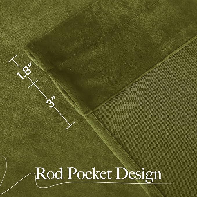 NICETOWN Moss Green Velvet Drapes 120 inch Long