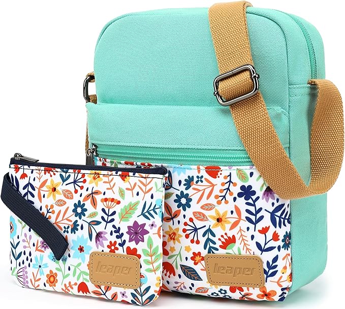 Leaper Girls Crossbody Purses for Kids 2 PCS Cross Body Bag Women Messenger Bag Girls Canvas Bag Cross Body Purse Set