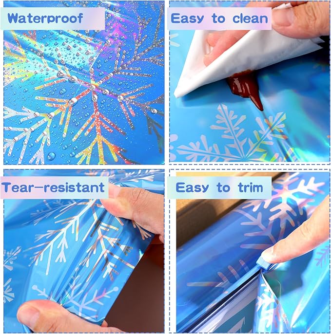 Kochorie 100 Ft x 54 Inch Iridescent Winter Snowflake Tablecloth Roll