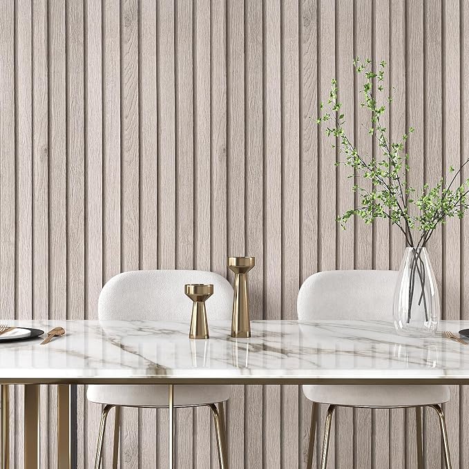 VEELIKE Rustic Grey Oak Wood Slat Peel and Stick Wallpaper 24''x118'' Faux Wood