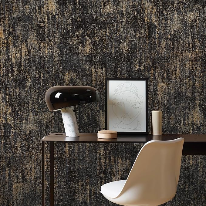 JiffDiff Vintage Metallic Peel and Stick Wallpaper Industrial Metallic Concrete