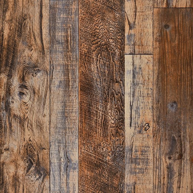 WENMER 17.71" x 394" Brown Wood Peel and Stick Wallpaper Shiplap Self Adhesive