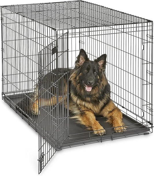MidWest Homes for Pets 48-Inch iCrate for Extra-Large Breeds, 90-110 lbs, Single Door Folding Dog Crate with Divider Panel, Leak-Proof Tray & Secure Latches, Portable, Durable & Easy to Assemble