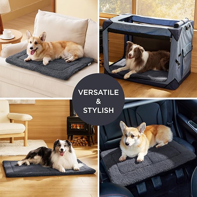 Bedsure Washable Dog Crate Bed for Small Dogs, Soft Foam Floor Pet Mat, Versatile Lightweight Pet Crate Pad for Cages