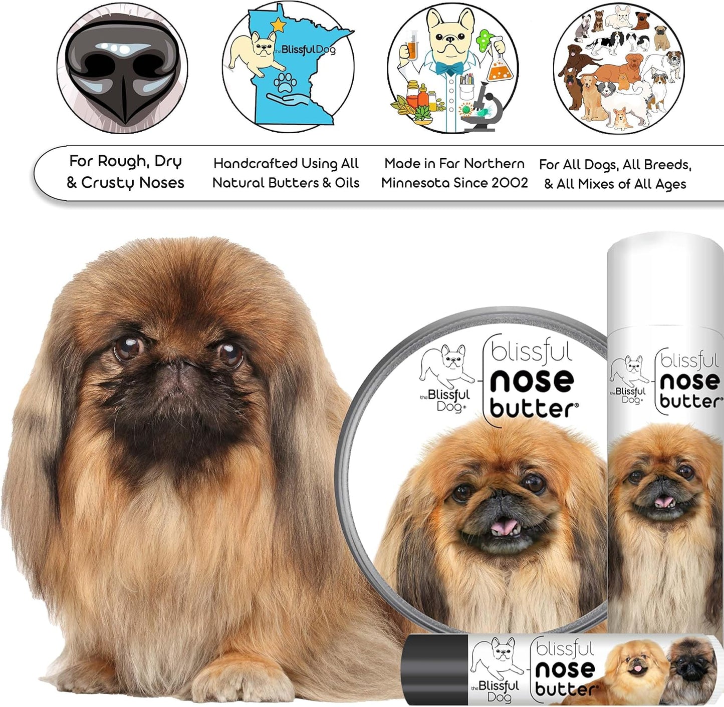 The Blissful Dog Pekingese Unscented Nose Butter - Dog Nose Butter, 1 Ounce