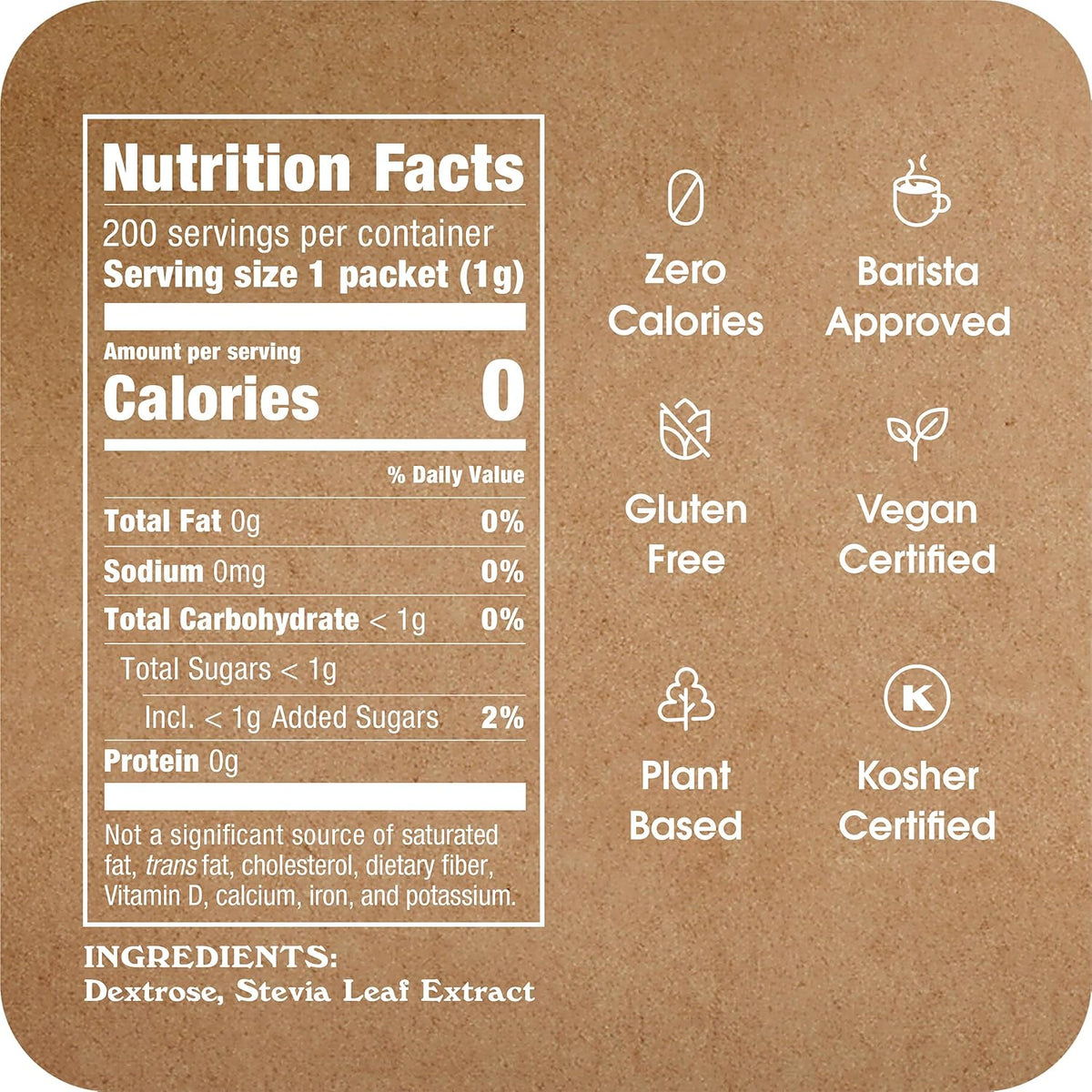 Stevia In The Raw Stevia Sweetener Packets, 200 Ct Box, 2 Pack, Zero Calorie Stevia Sugar Substitute Packets, No Erythritol or Artificial Flavors, Vegan, Gluten Free, Kosher, Low Glycemic Index
