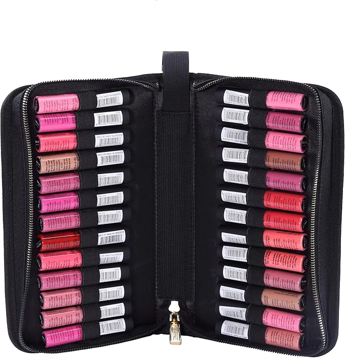 ROWNYEON Lipstick Organizer Case Lipstick Holder Portable Lipstick Bag Travel Makeup Bag Cosmetic Case Large Capacity Lipstick Carrying Case Makeup Artist Lip Gloss Storage Bag