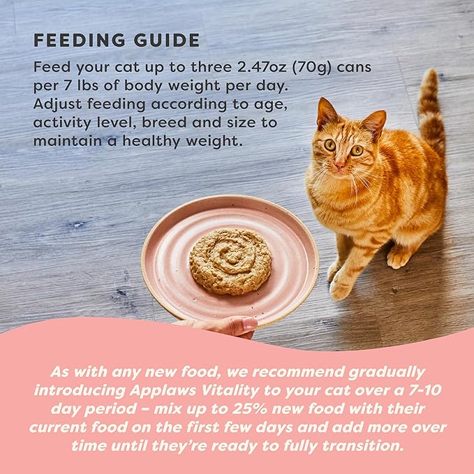 Applaws Vitality Wet Cat Food Paté, Natural Cat Food with Added Vitamins & Minerals, Grain-Free, Carrageenan Free, Tuna Fillet and Mackerel Recipe (24 Count, 2.47 oz Cans)