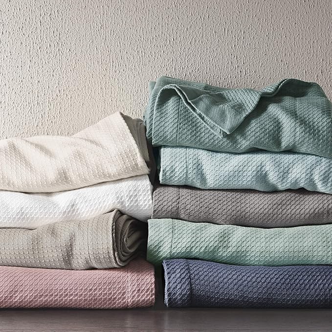 Madison Park Egyptian Cotton Luxury Blanket Grey 108x90 King Size Knit Premium Soft Cozy 100% Cerified Egyptian Cotton For Bed, Couch or Sofa