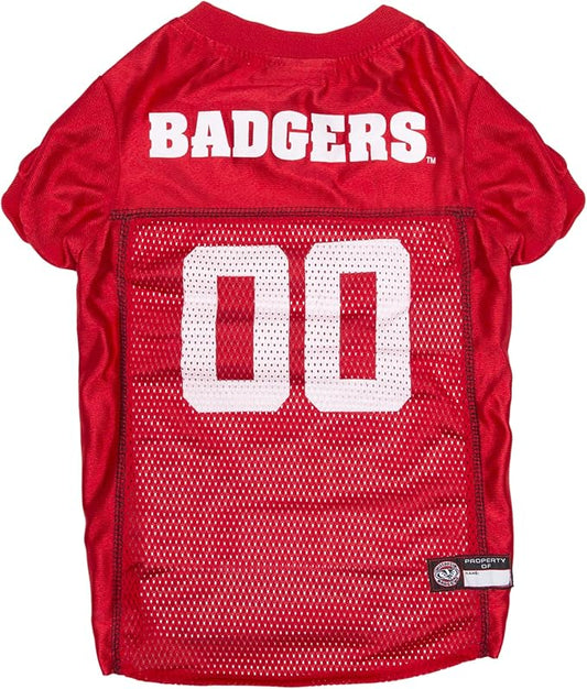 Pets First NCAA College Wisconsin Badgers Mesh Jersey for DOGS & CATS, XX-Large. Licensed Dog Jersey with your Favorite Football/Basketball College Team