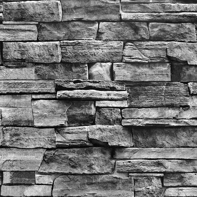 Jeweluck Grey Brick Wallpaper Peel and Stick Wallpaper 17.7inch×236.2inch Faux