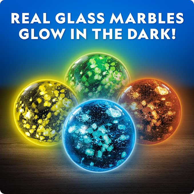NATIONAL GEOGRAPHIC Glowing Marble Run – 150 Piece Construction Set with 30 Glow in the Dark Glass Marbles & Storage Bag, STEM Gifts for Boys and Girls, Building Project Toy (Amazon Exclusive) | 30 Glass Marbles, Smooth-Run Tubes, Action Pieces, Marble...