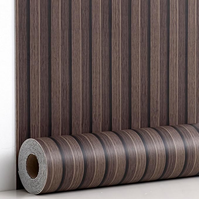 Haimin Wood Grain Slat Wall Panels Peel and Stick Faux Wood Thick Wallpaper