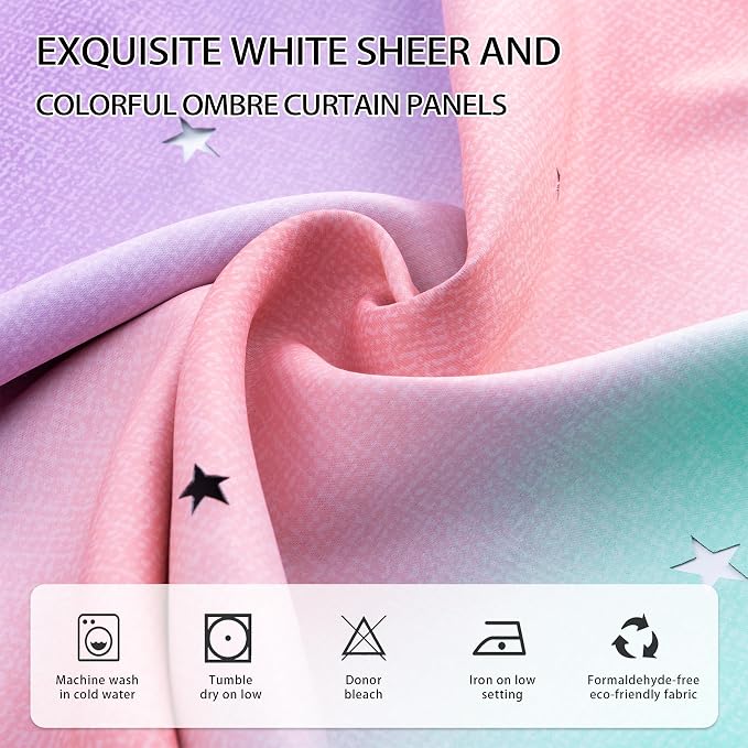 XiDi Curtains for Girls Bedroom Kids Room Unicorn Princess Theme Room Darkening