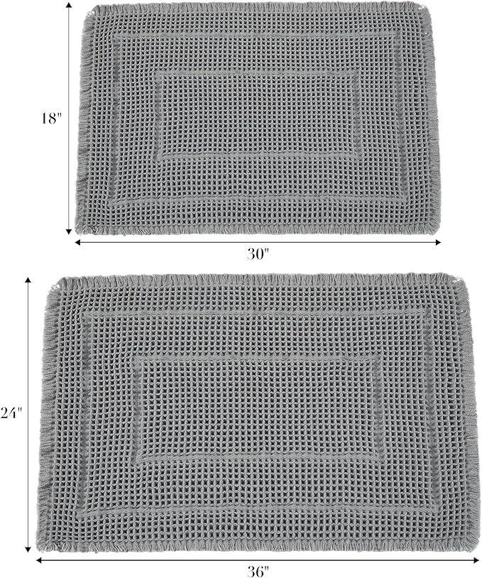 Bathroom Runner Rug Super Absorbent Non Slip Long Bath Mat Machine Washable Boho Bathroom Rugs Quick Dry Rug Runners for Hallway Bedroom Laundry Room,Grey, 2'x 6'(24" x 72")