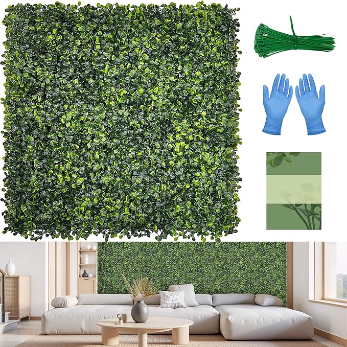 Artificial Grass Wall Panel Screen: 20"x20" 24P UV-Anti Faux Boxwood Panels