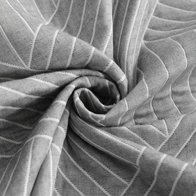 NTBAY 3 Layers Cotton Muslin 88x92 Queen Bed Blanket, Super Soft Breathable Thermal Yarn Dyed Quilt for Adults, Perfect Lightweight Blanket for Couch Sofa Bed All Seasons, Grey Volleyball
