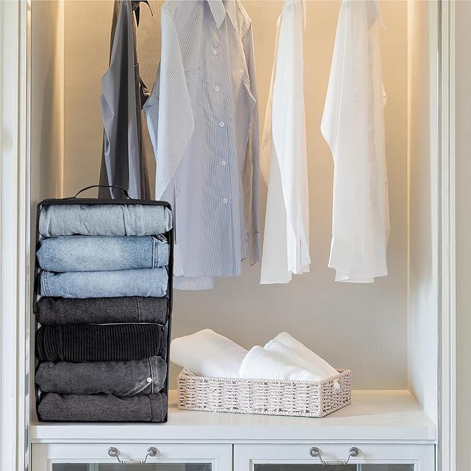 2 Pack Large Wardrobe Closet Organizer - Drawer Organizer Clothes, Efficient Sweatshirt Organizer for Closet, Versatile Closet Organizers and Storage (Black, 17.7" L x 9.8" W x 7.1" H)