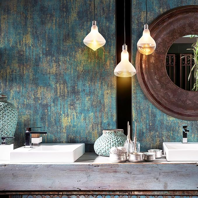 JiffDiff Vintage Metallic Peel and Stick Wallpaper Industrial Metallic Concrete