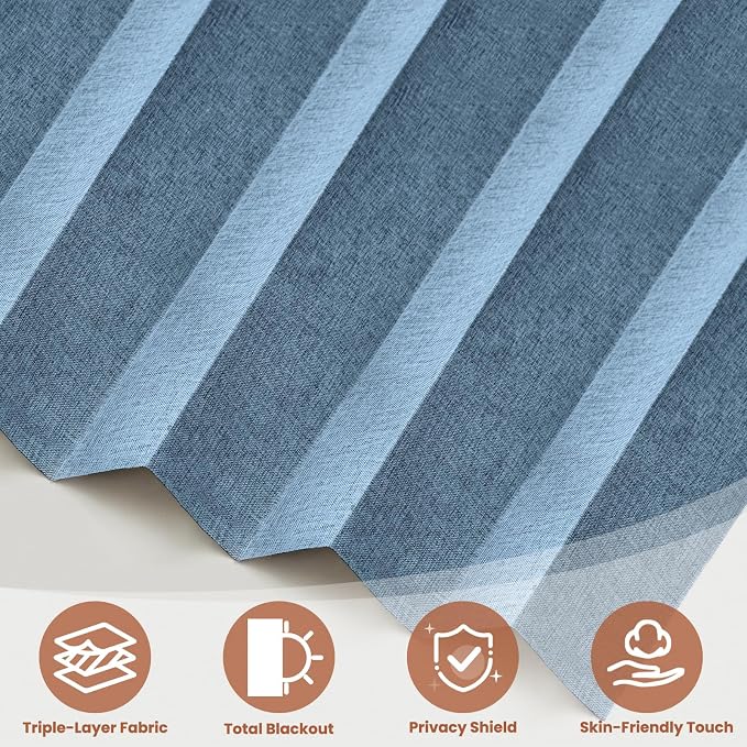 AJAZZ Blackout Accordion Door Curtain 98"x78" Blue