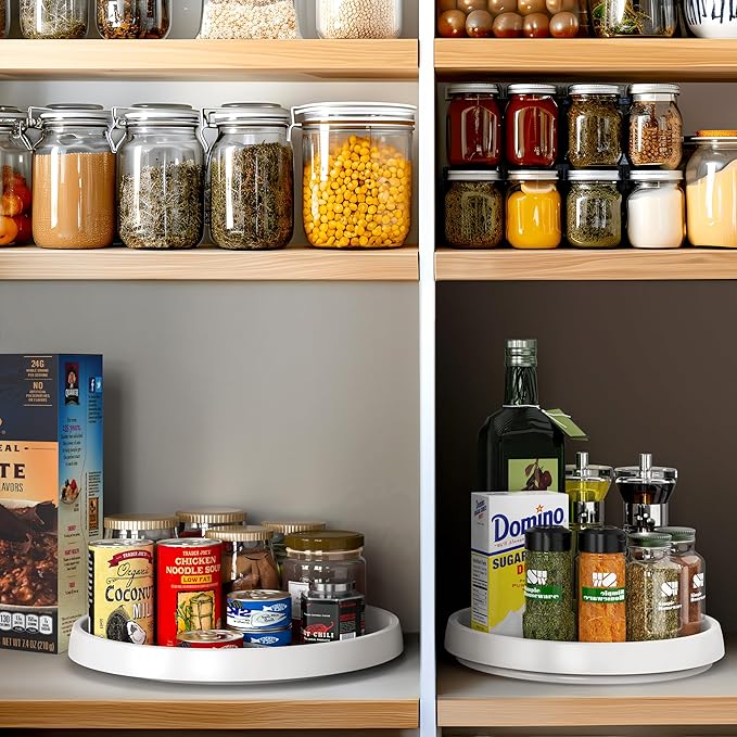 Simple Houseware Lazy Susan Spice Organizer Rotating Tray, 4-Pack (2 Medium 10'', 2 Large 12'')