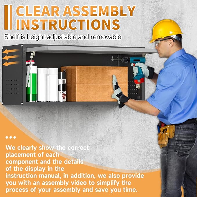 Metal Garage Wall Cabinet with Up-Flip Door, Wall-Mounted Steel Storage Cabinet