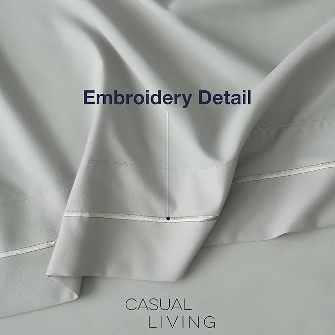 CASUAL LIVING Cal King Sheets 4 Piece Set with 2 Pillowcases, Soft Microfiber Hypoallergenic Washable Deep Pocket Lightweight Bedding Elasticized, California King Sheet Sets, Green