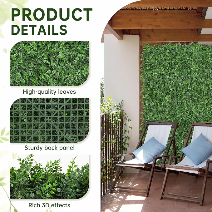 Artificial Green Wall Panels: 40"x120" Boxwood Hedge Green Wall Decor Backdrop