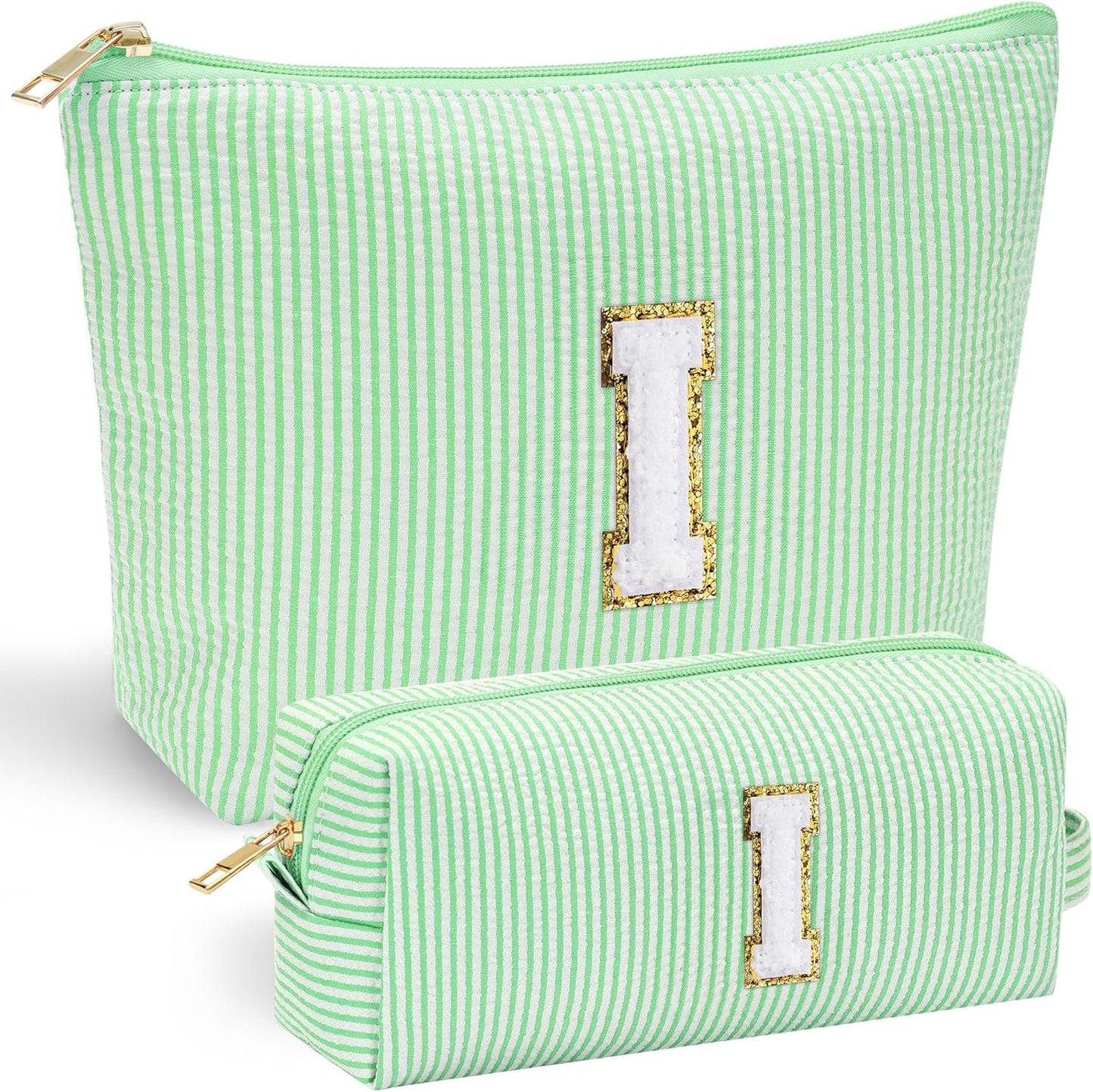 YOOLIFE Initial Makeup Bag for Women - Teen Girl Gifts Trendy Stuff Monogram Cute Makeup Bags Make Up Case for Women Her Best Friend Friendship Sister Teacher, Personalized Birthday Gifts I