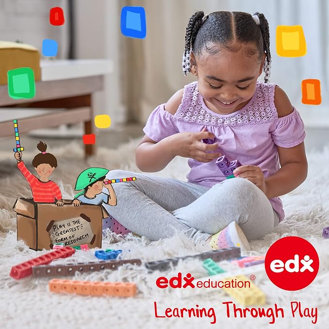 edxeducation Geo Links, Mini Jar, Set of 144, Linking Shapes, 6 Colors (Pack of 2)